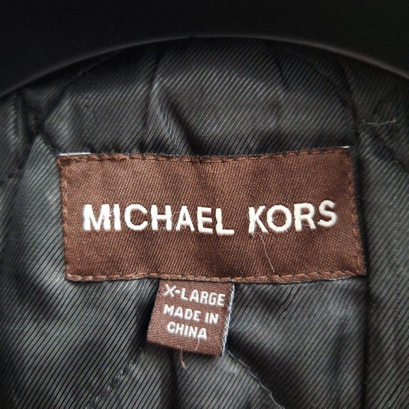 Michael Kors Womens Zip Wool Blend Coat XL Solid Black Flap Pockets Jacket - Picture 8 of 9